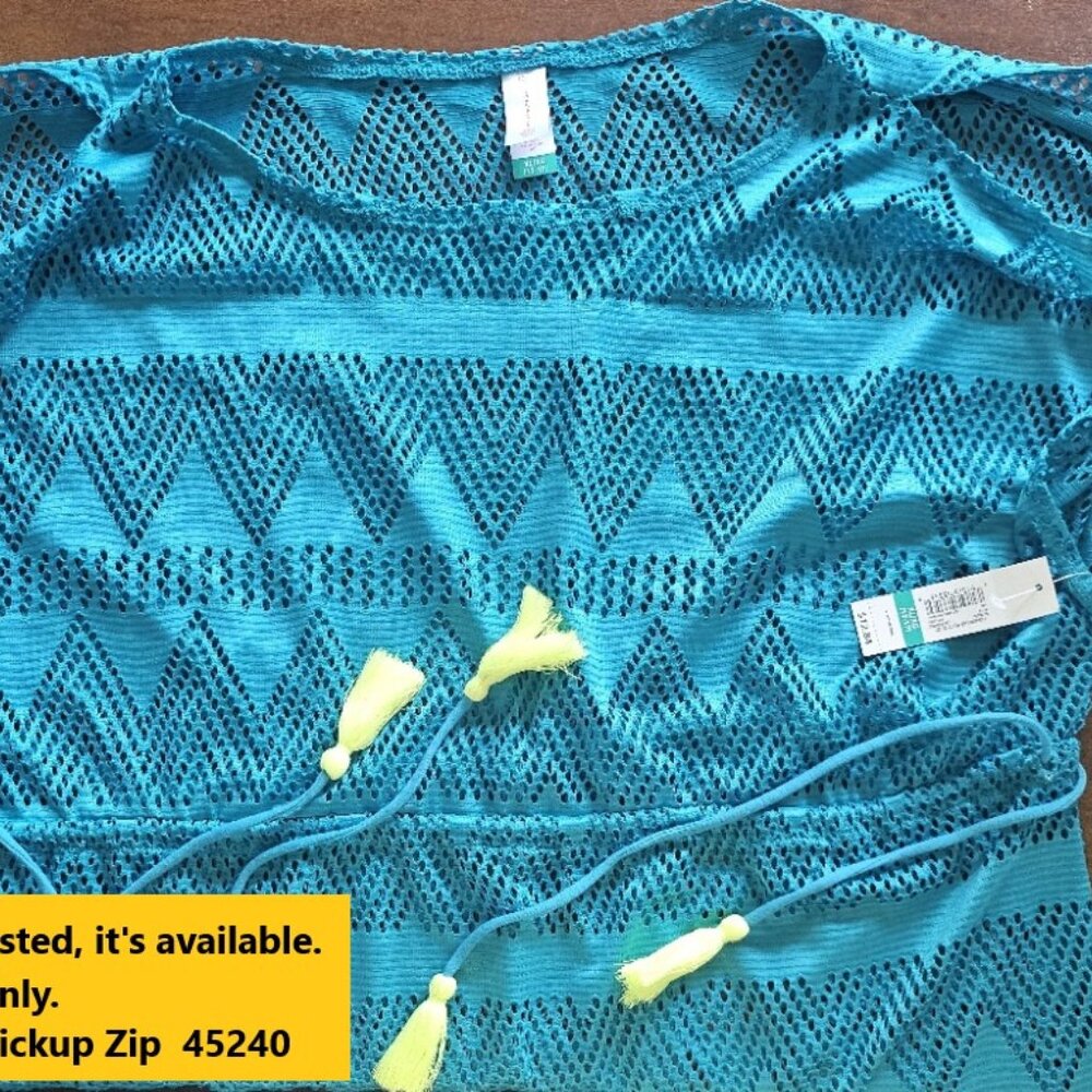NEW Mesh Teal Swim Cover Up   SZ  XL